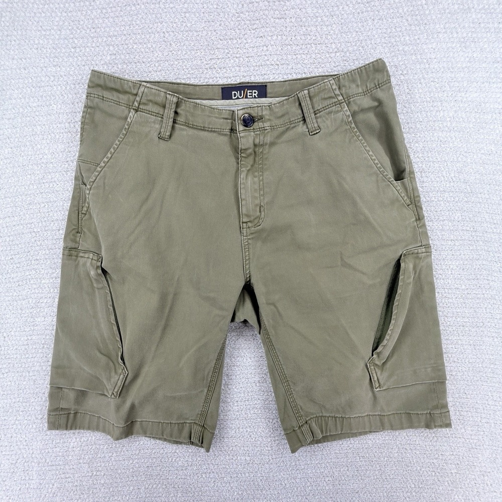 DU/ER Live Lite Adventure‎ Shorts 34 Olive Cargo Hiking Travel Stretch MSTR1014